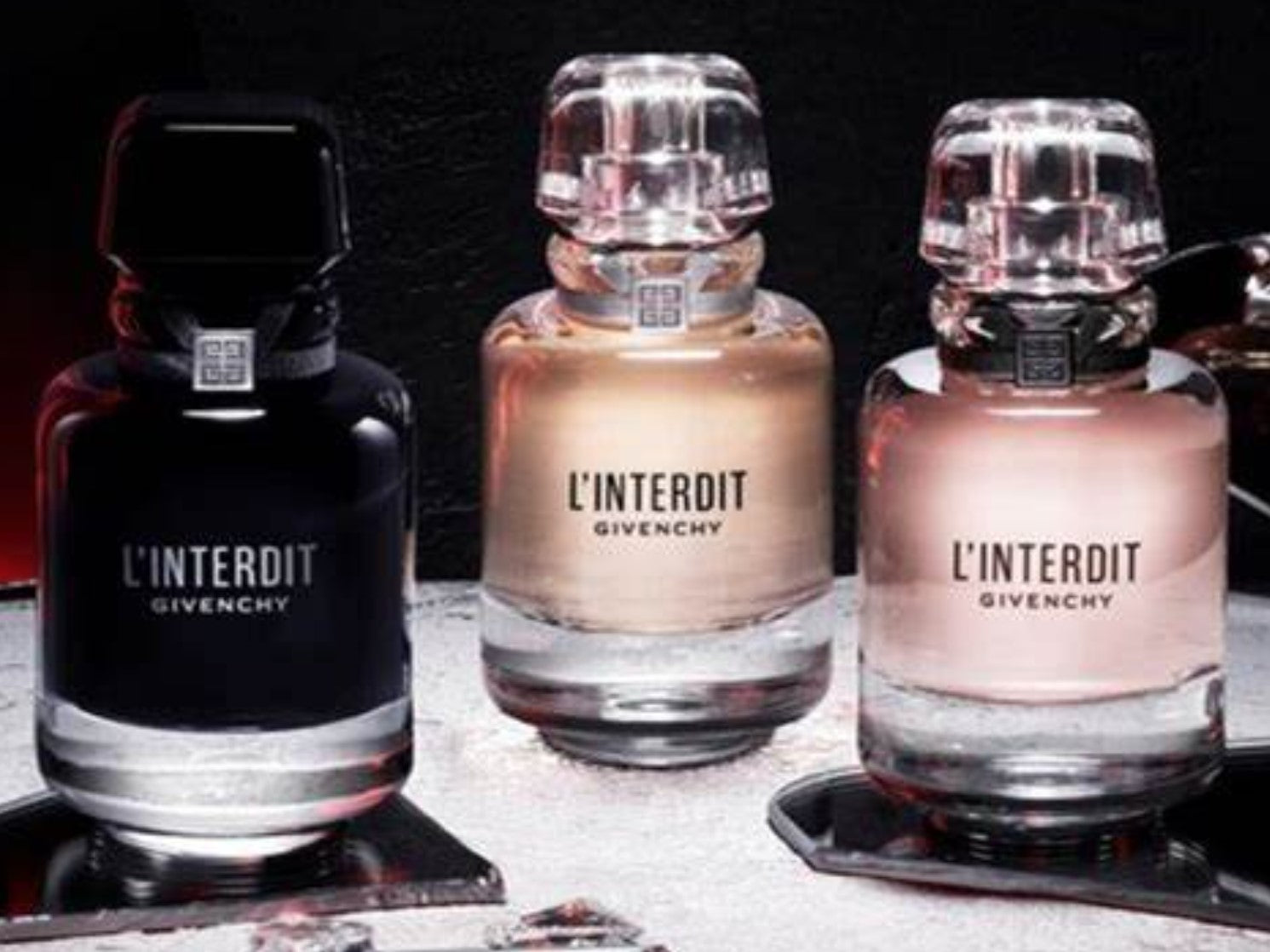 Givenchy L'Interdit Sampler Pack -  5 fragrances -     L'Interdit EDP   -  L'Interdit Intense   -   L'Interdit Rouge   -   L'Interdit Rouge Ultime  -  L'Interdit Tubereuse Noire