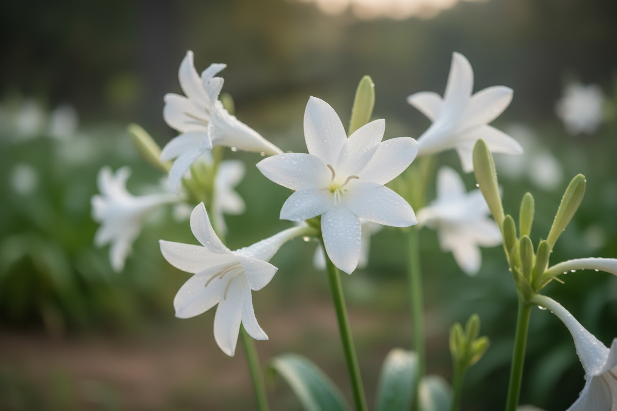 Close-up tuberose flowers